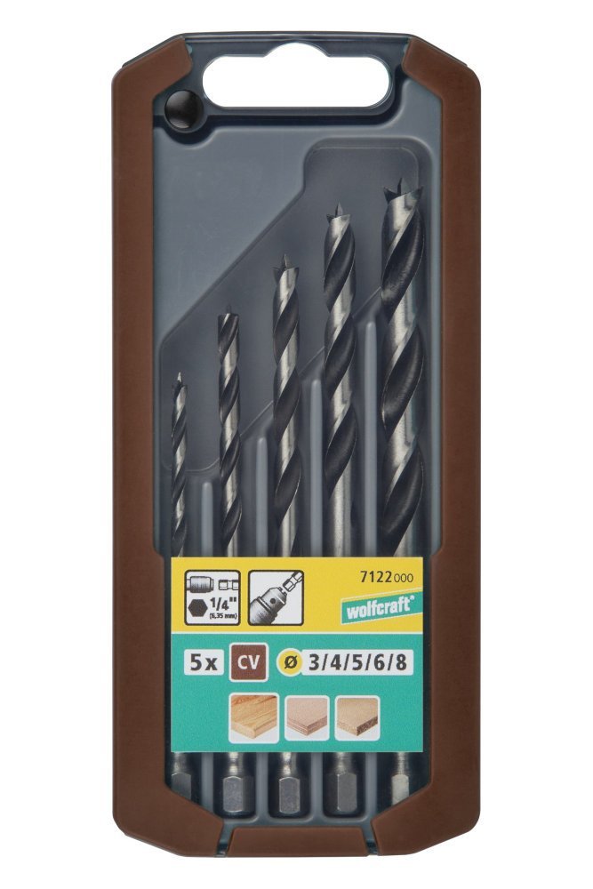 Wolfcraft Sada 5ks spirálové vrtáky CV S=6-kt.ø3-8mm 7122000