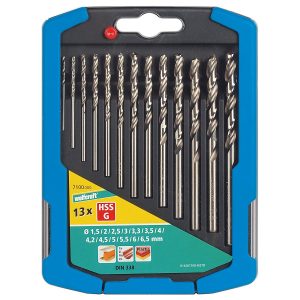 Wolfcraft Sada 13ks spirálové vrtáky do kovu HSS ø1,5-6,5mm 7100000