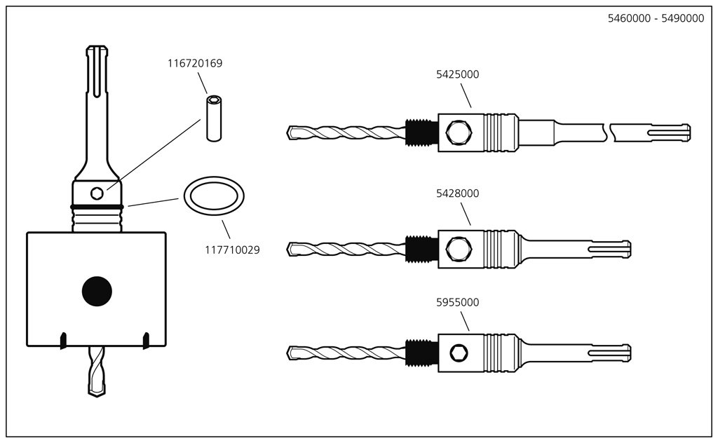 Wolfcraft dutá vrtací korunka s upínacím trnem SDS-plus pr. 76 mm 5460000 - Obrázek 2