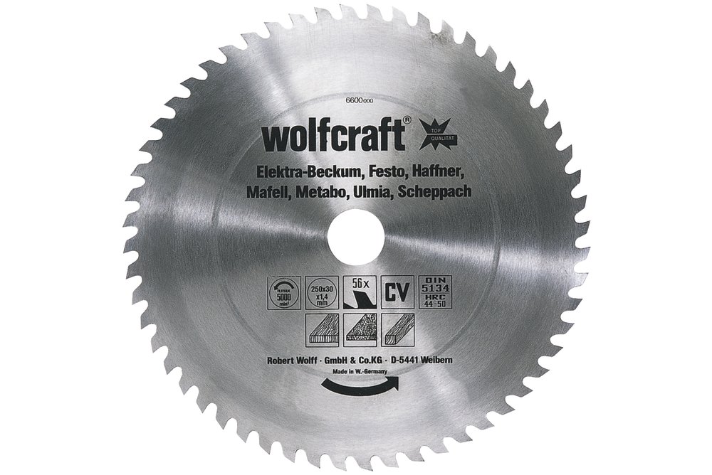 Wolfcraft Wolfcraft pilový kotouč pro cirkulárky rychlé, hrubé řezy, pr. 250x30 Z56 6600000