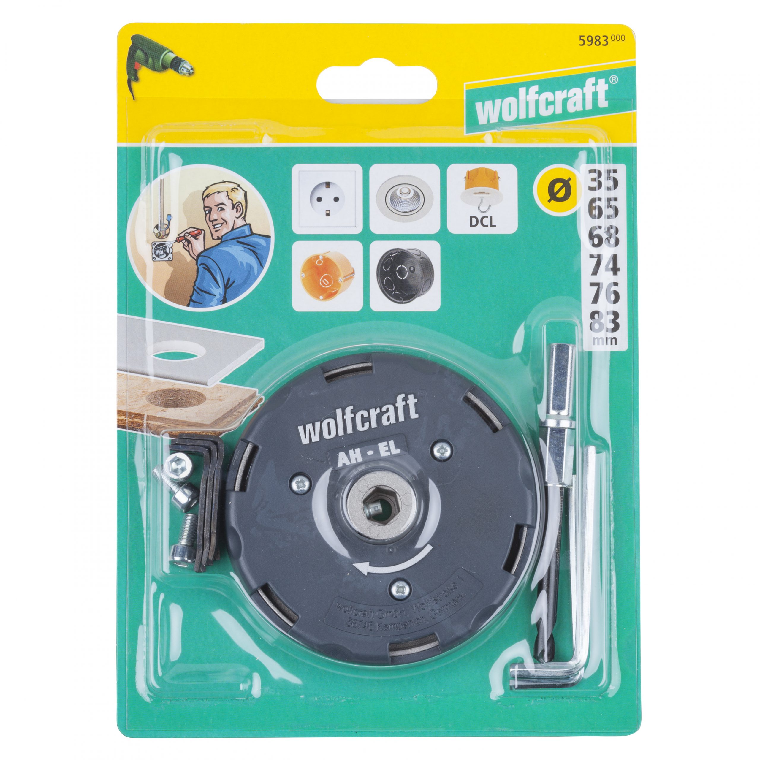 Wolfcraft nastavitelná děrovka pro elektromontáže 35-83 mm 5983000 - Obrázek 4