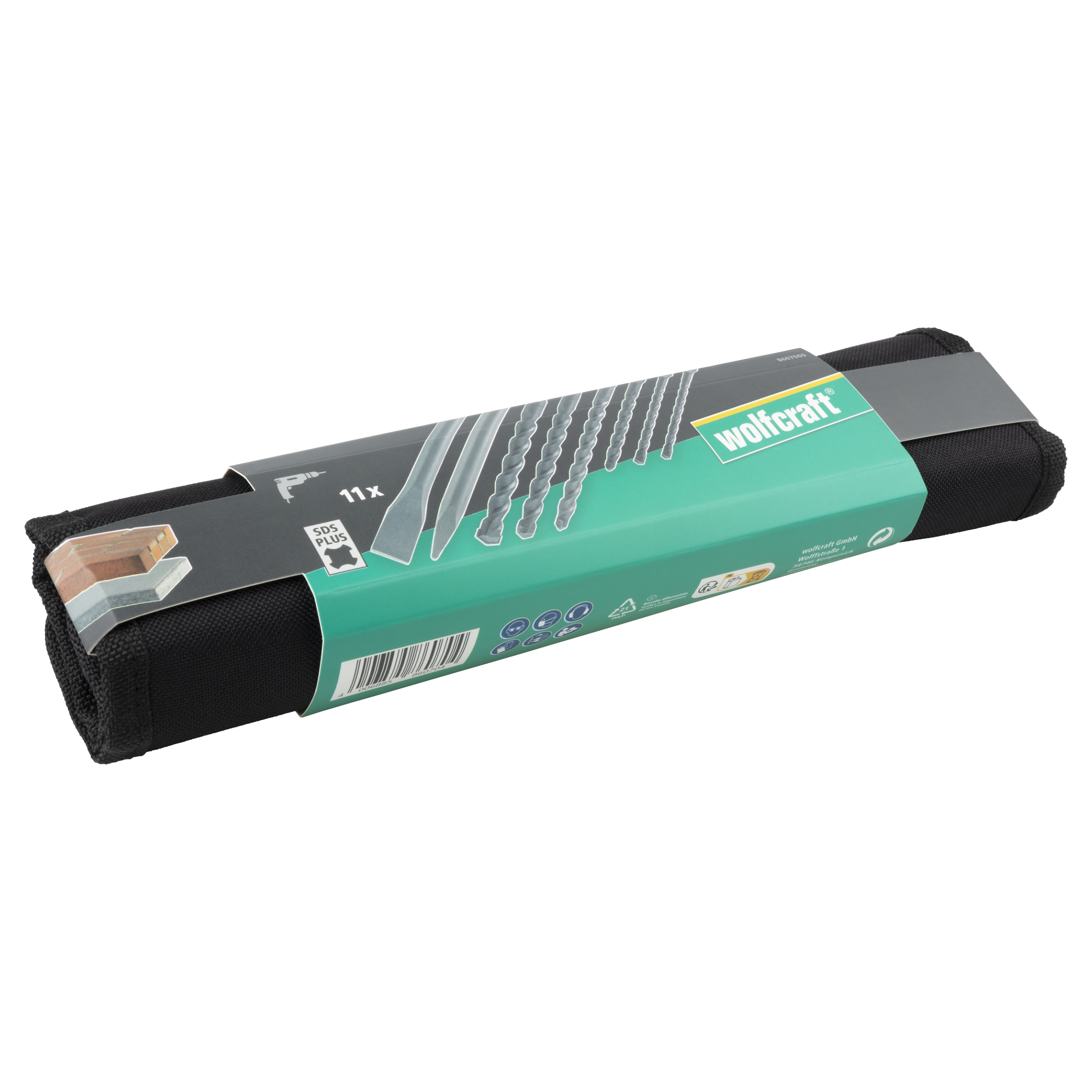 Sada vrtáků do betonu a sekáčů wolfcraft, SDS-plus, 11dílná, ve svinovací tašce 8607000 - Obrázek 3